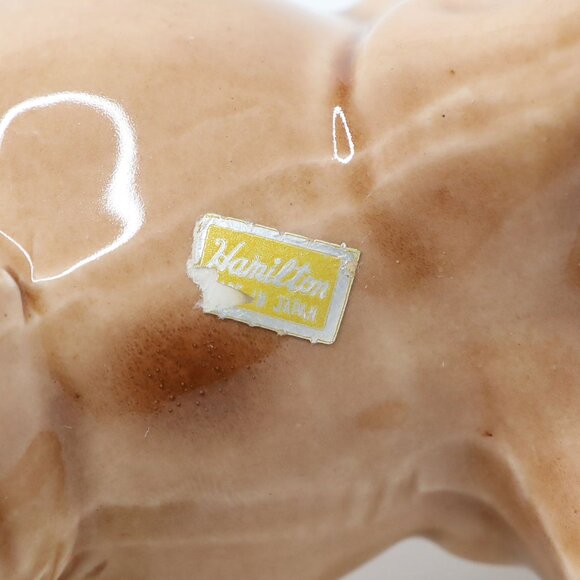 Vintage Kenmar Brown Cow w/ Brass Bell  Farmhouse Kitsch MCM Japan Ceramic Jug - Picture 8 of 10